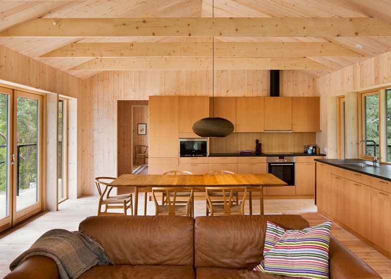 single storey summer house overlooks forested gorge sweden 6 kitchen