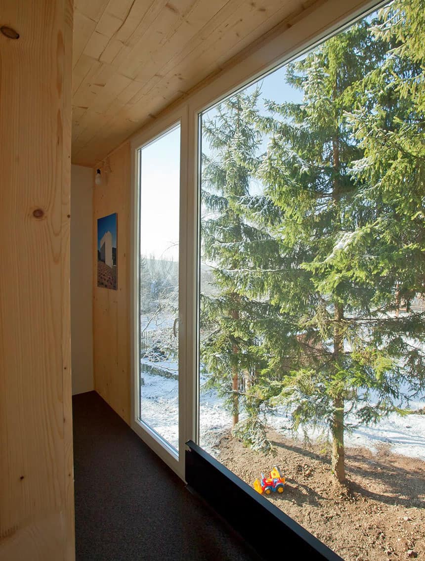 timber cabin built two days 13 window view