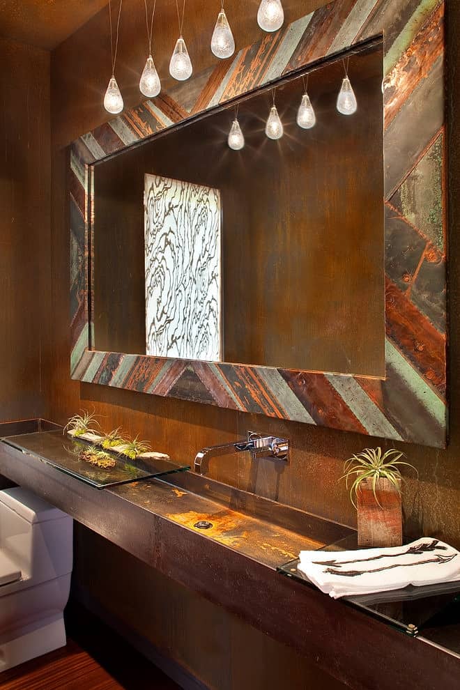 modern ski chalet beautiful rustic interiors 12 guest bath