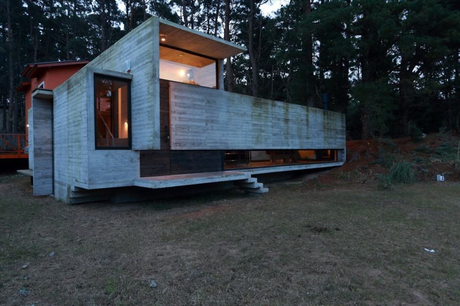 concrete steel home tucked pine forest 3 entry