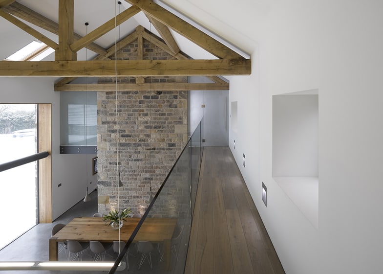 historic barn reinvented modern home exposed trusses 10 mezzanine