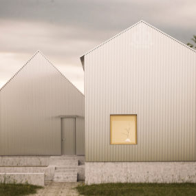 Gabled Aluminum Home with Corrugated Minimalist Facade