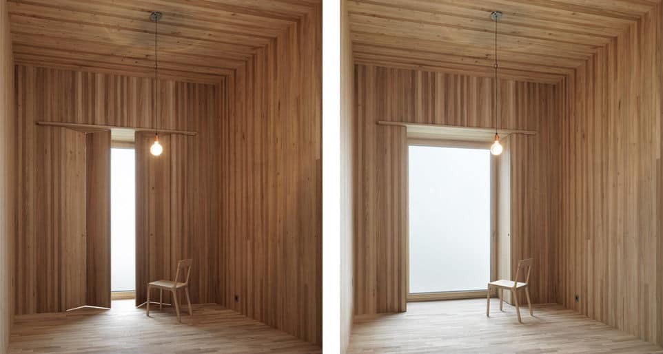 two concrete cubes comprise main guest house 10 wood interiors