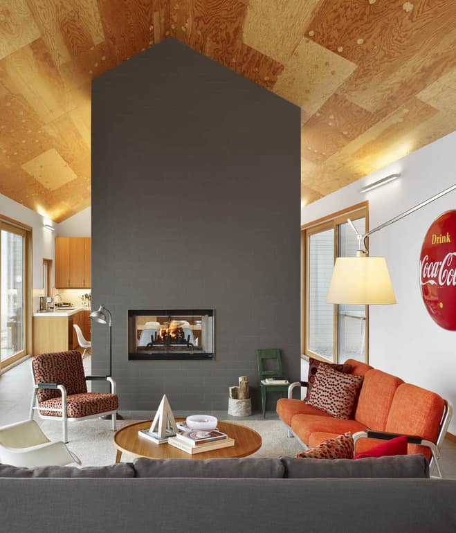 barn style home studio feature douglas fir ceilings trim 3 living