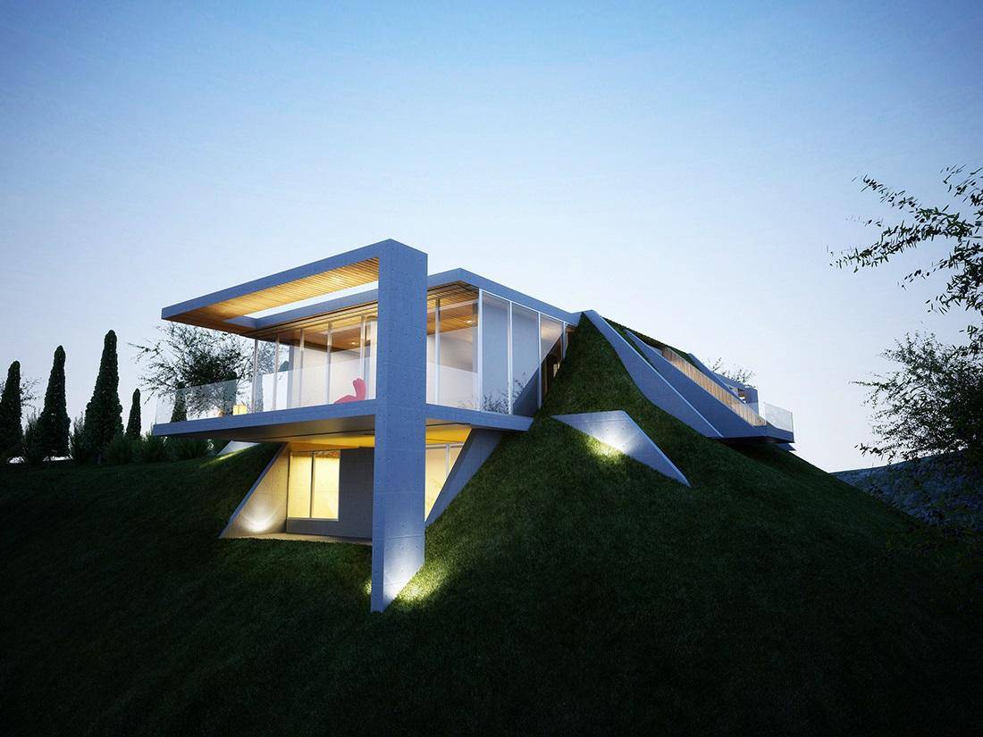 Creatively Semi Buried Home Rises from the Earth like Art
