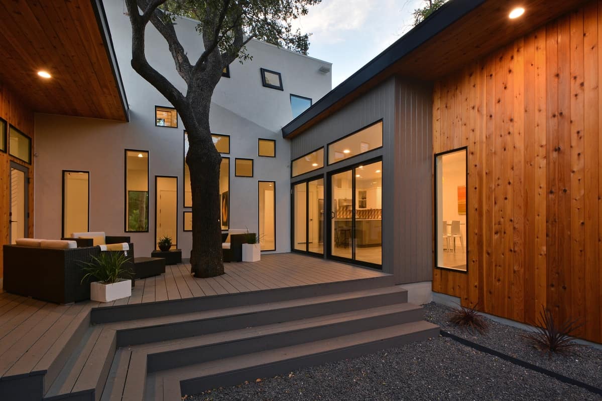 Bold And Modern U Shaped Courtyard House Designed Around Trees   U Shaped Home Trees Passive Light Shade 12 