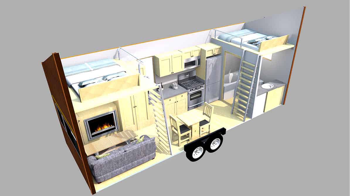 tiny home on trailer escape homes traveler 17 layout with couch