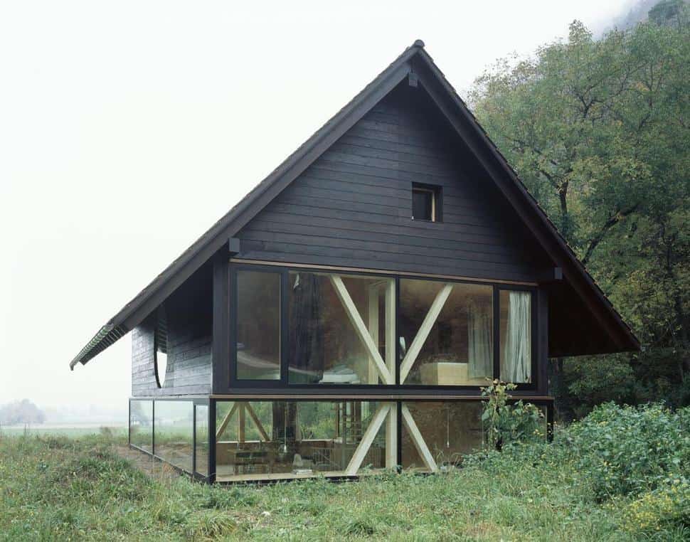 barn style house made of glass