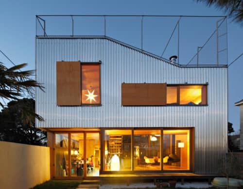 Cool French House with Corrugated Aluminium Facade and Roof Top Terrace