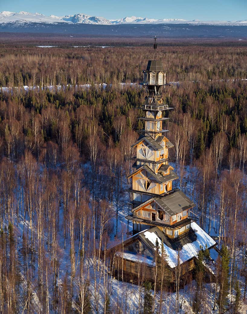 alaska log cabin tower house 6