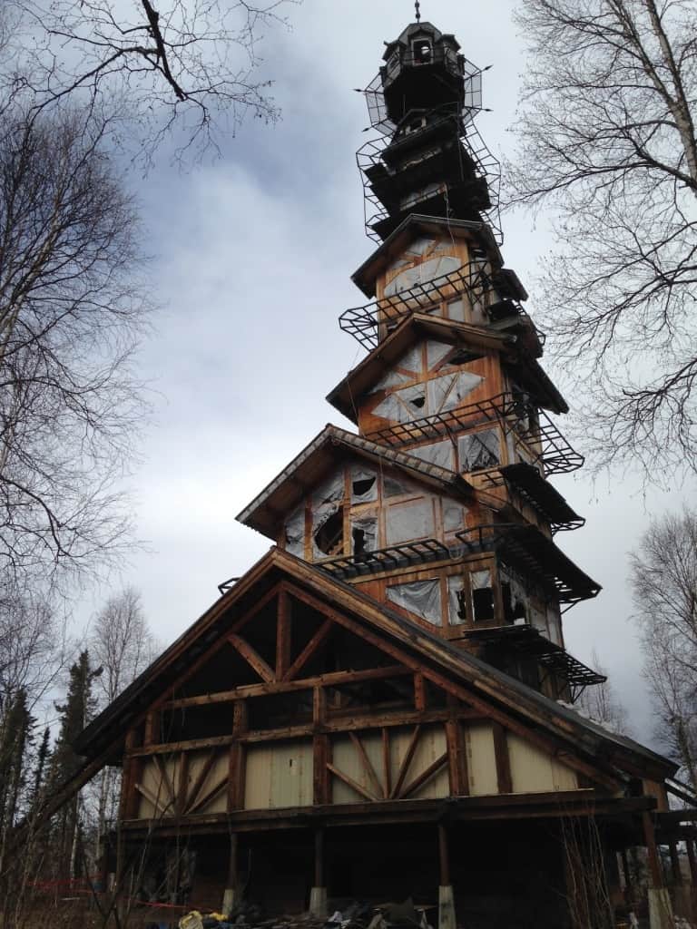 alaska log cabin tower house 7