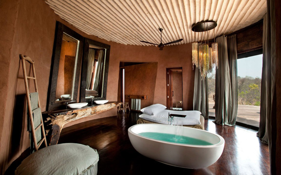 South African Villa With Cave Like, African Inspired Bathroom Decor