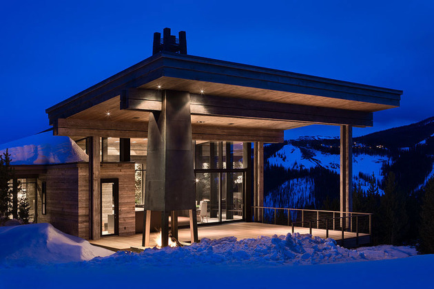 luxury residence ski resort natural elements 1 deck thumb 630x420 30657 Luxury Ski Residence in Montana