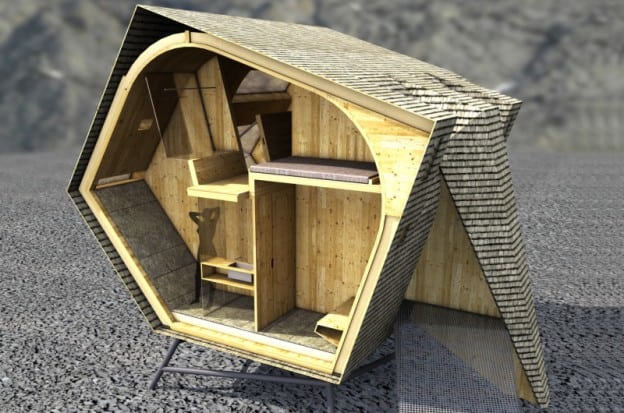 compact irregularly shaped austrian mountain house on stilts 22 3d model