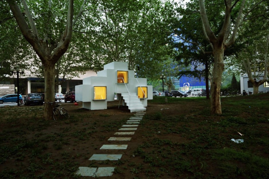 compact modular block house in beijing urban park 15