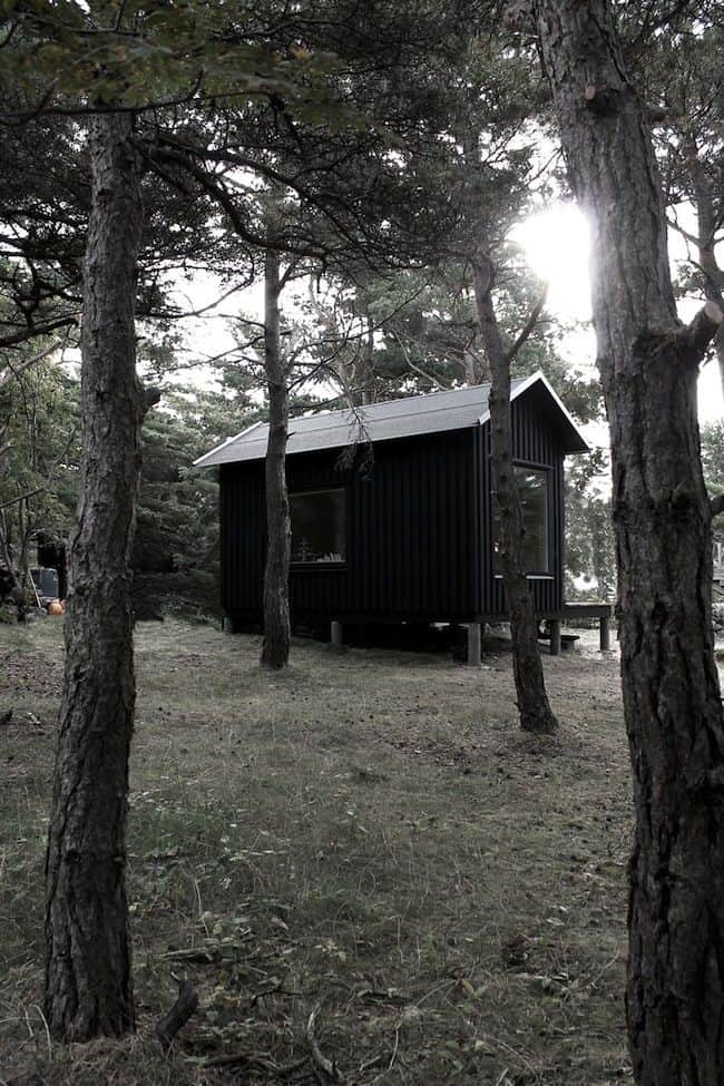compact plywood pine cabin with attached sauna 2 far