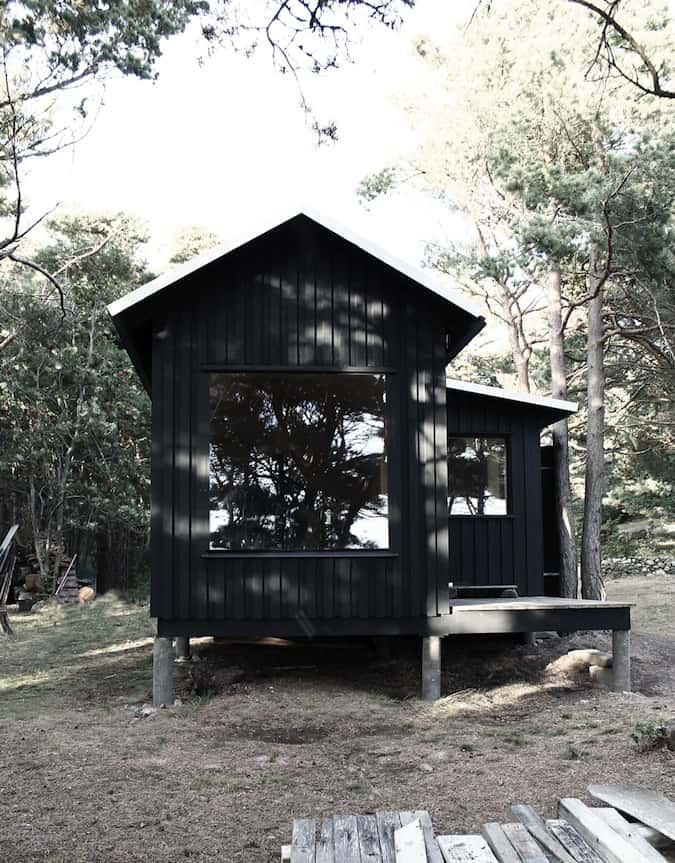 compact plywood pine cabin with attached sauna 4 cutout corner