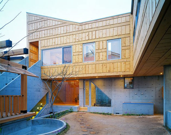 concrete wood architecture house courtyard design 2