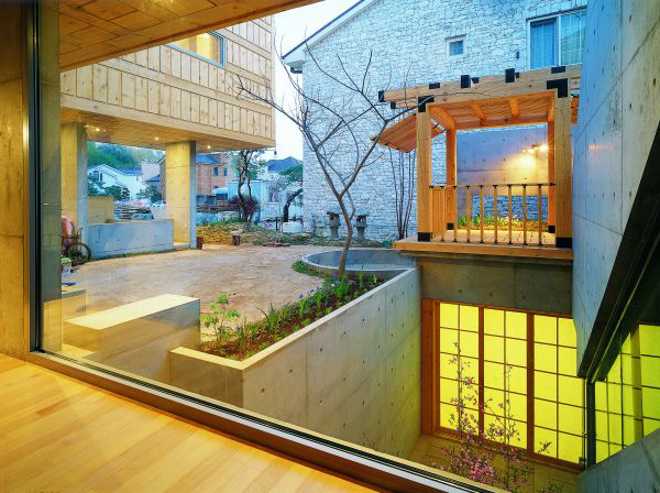 concrete wood architecture house courtyard design 7