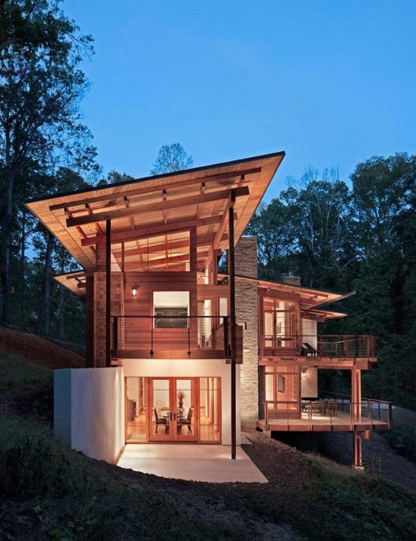 Earthy style and setting, Earth-friendly by design: Contemporary wood home has it all