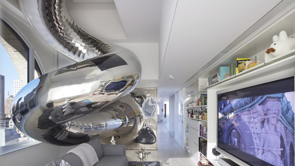 Four Level New York Penthouse with Reflective Spiral Slide