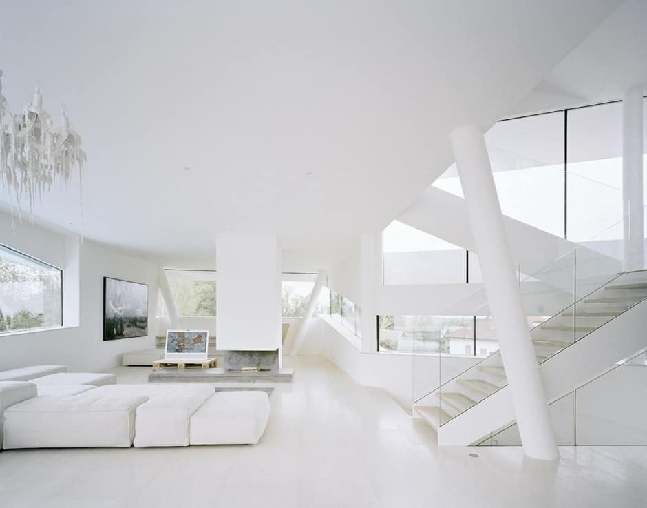 futuristic home with multi faceted shape and minimalist aesthetic 8