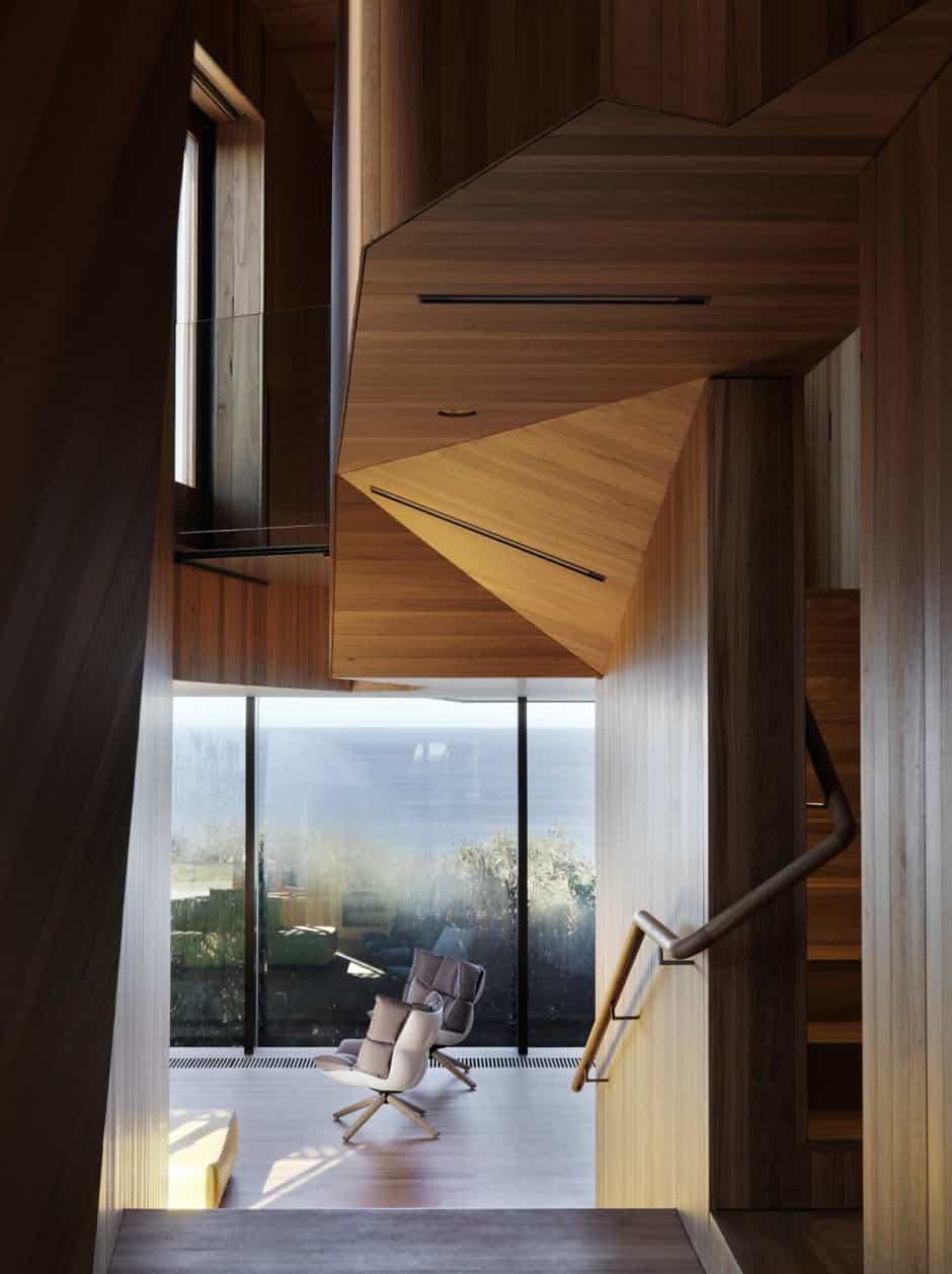 geometric beach house with zinc exterior wood interior 9