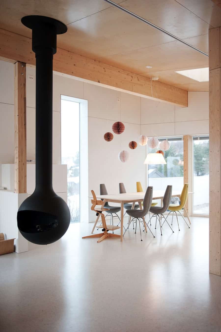 geometric norwegian house with creative interior fixtures 12 dining room