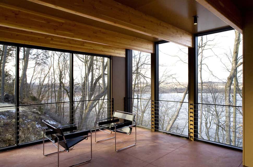 glass lake house inspired by and built of trees 10