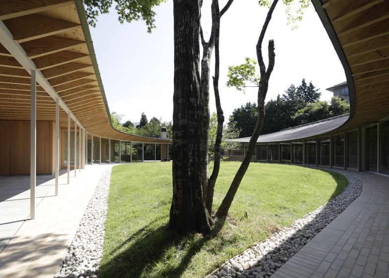 japanese home betrays square exterior with teardrop shaped courtyard 5 tree