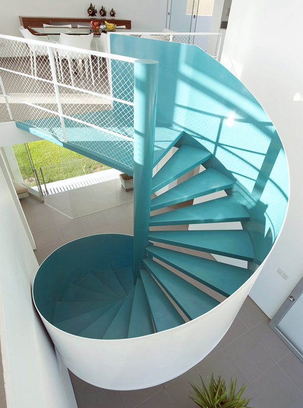 modern geometric house with spiral stair 3
