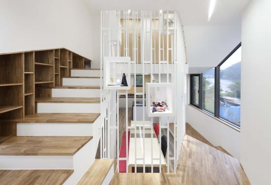 modern geometric house with surprising spiral stair interiors 13