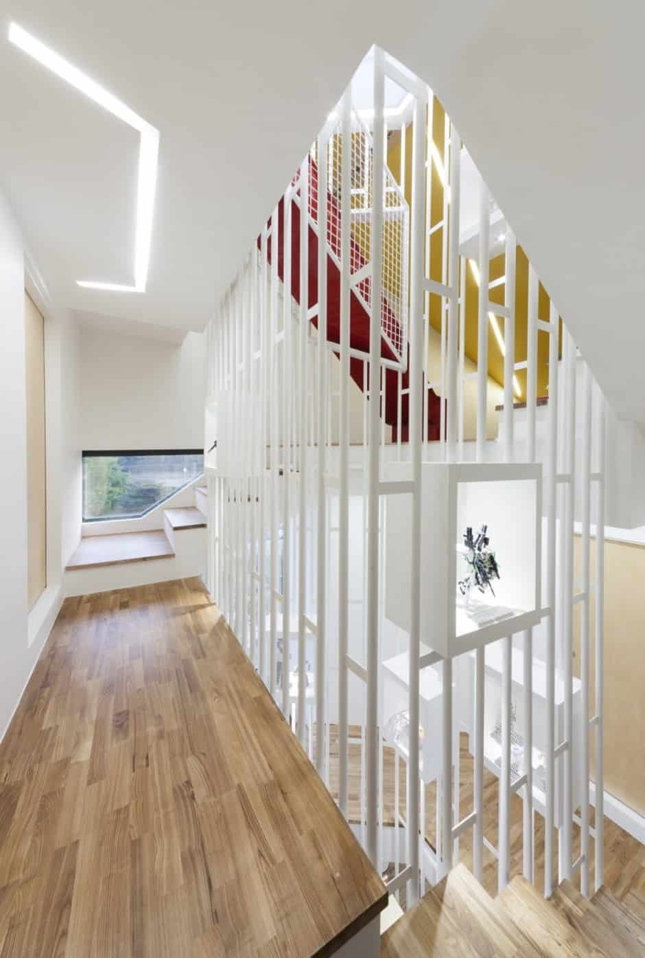 modern geometric house with surprising spiral stair interiors 8