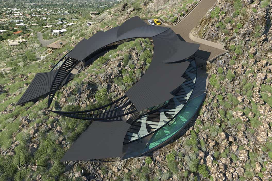 Mountain Enveloping Home Concept Inspired by Manta Ray