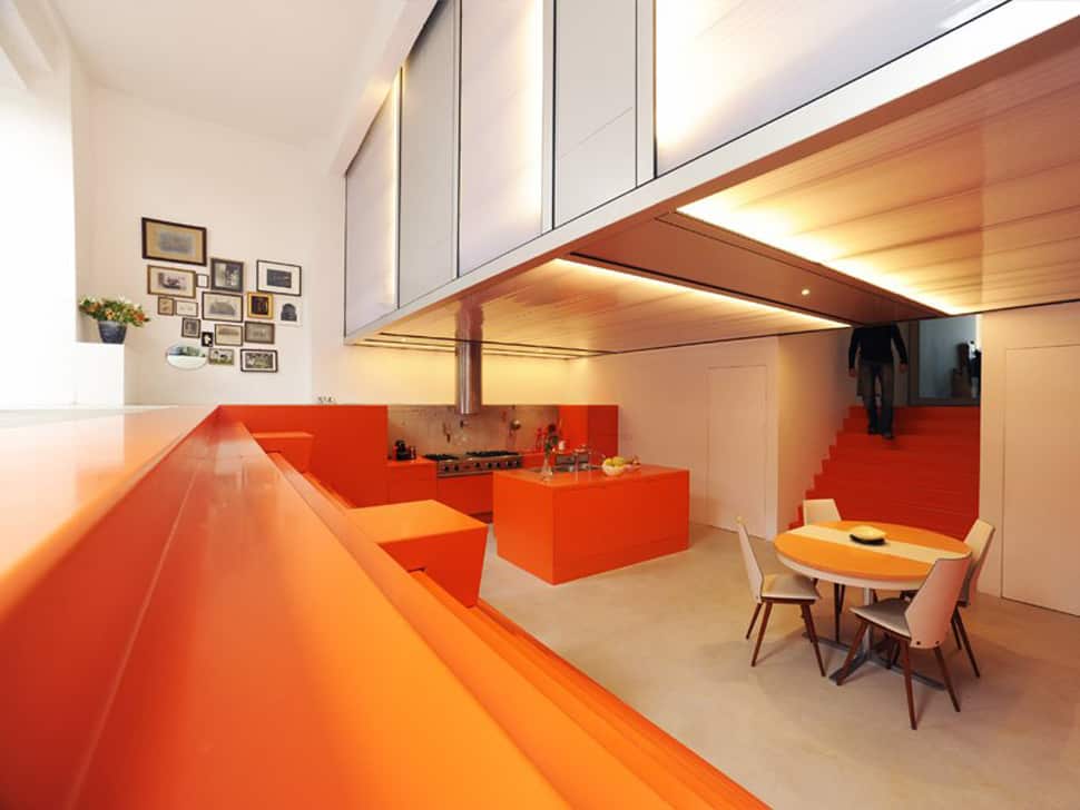 netherlands house with dugout level and floating lightbox inside 7