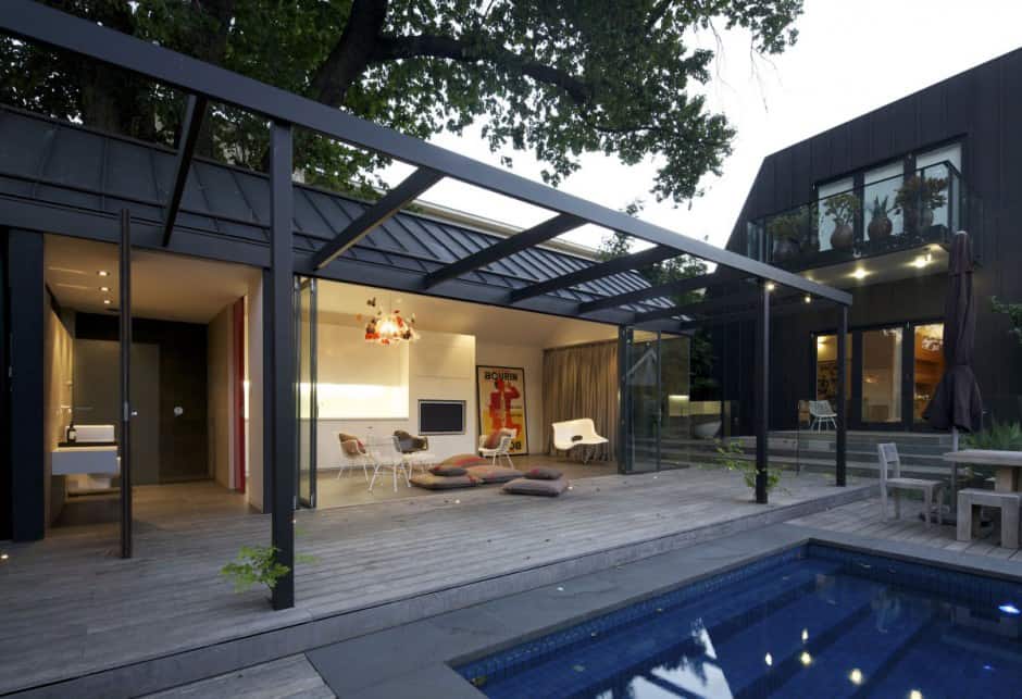 posh pool house with glass walls 1