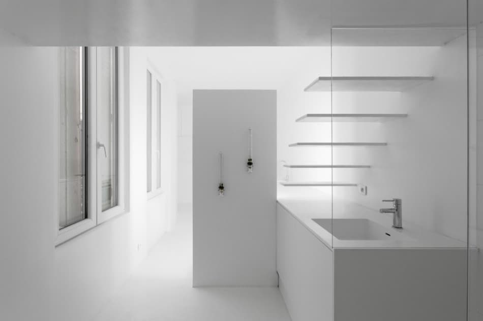 small floorplan paris apartment renovated with modern lighting solutions 13 bathroom wall