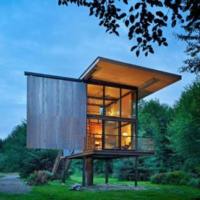 Steel Cabin Design in the Woods