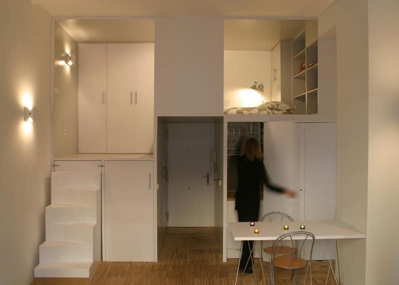 super compact dadrid apartment with soothingly smooth finishes 4 kitchen half open