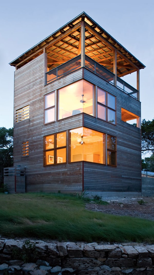 Tower Home Architecture in Wood and Stone