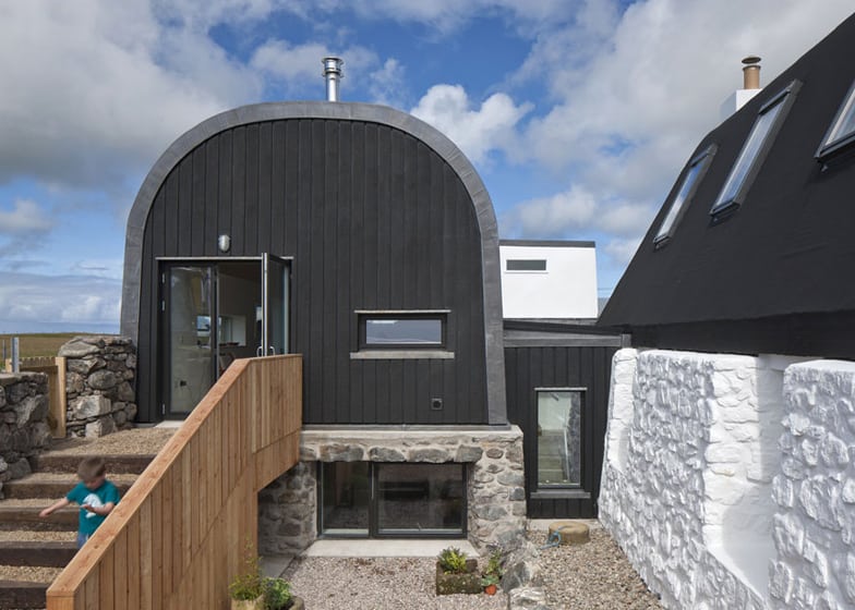 traditional scottish cottage reinvented with chic agricultural industrial flair 5 rear entrance