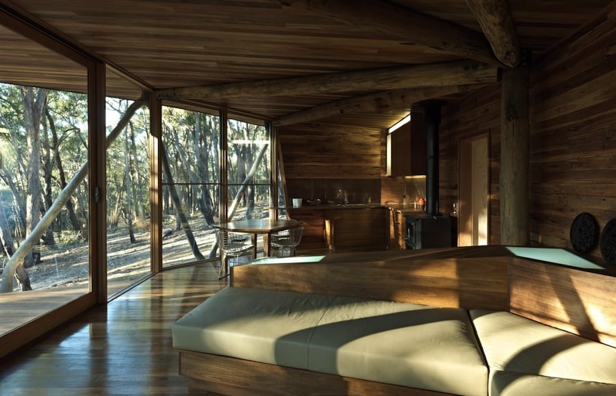 ultramodern reinvention traditional woodland cabin with timber structure 8 living space