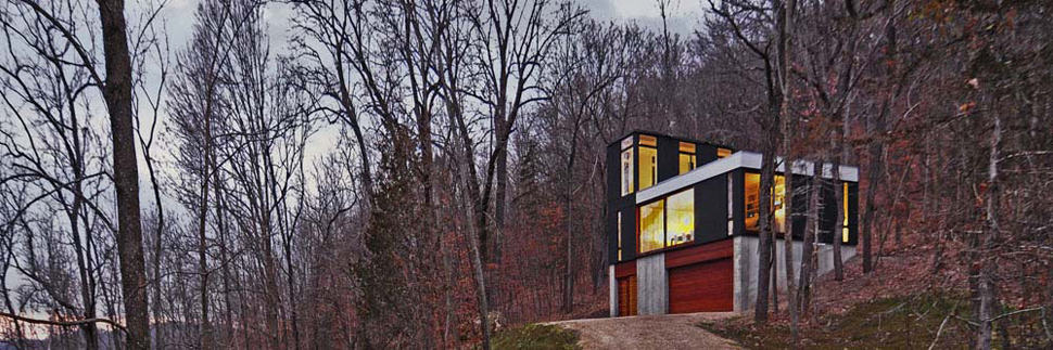 wisconsin cabin house with canary yellow curtain walls 3