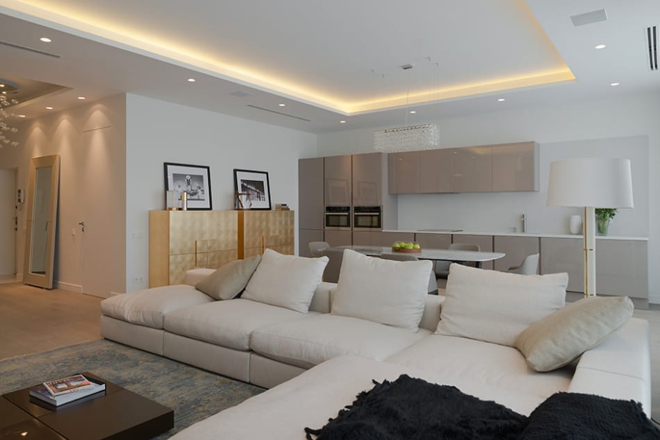 Lighting Details Create Drama In Modern, Lighting Living Room Apartment