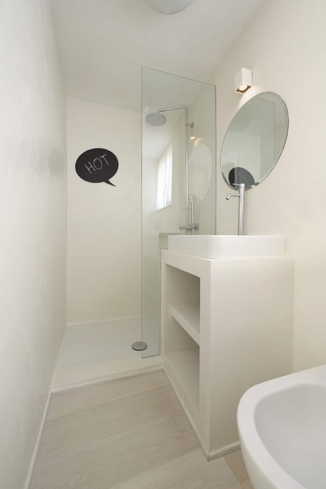 creating personality within white apartment 15 ensuite