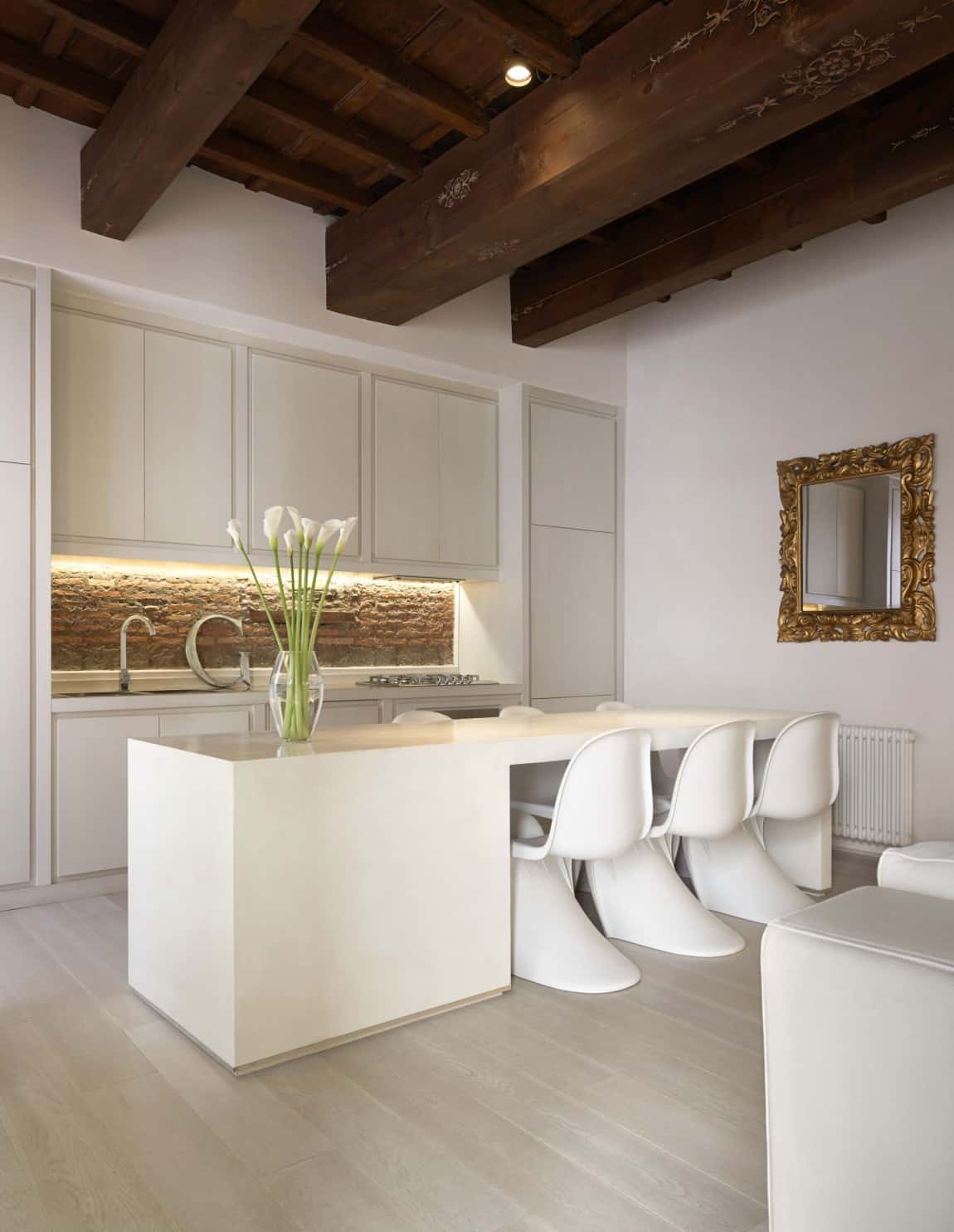 creating personality within white apartment 4 kitchen