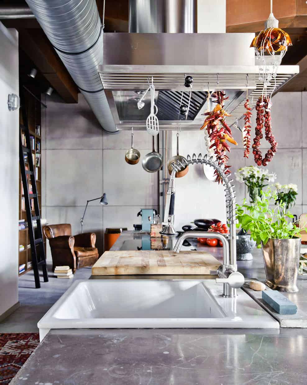 eclectic loft apartment budapest shay sabag 6 kitchen sink