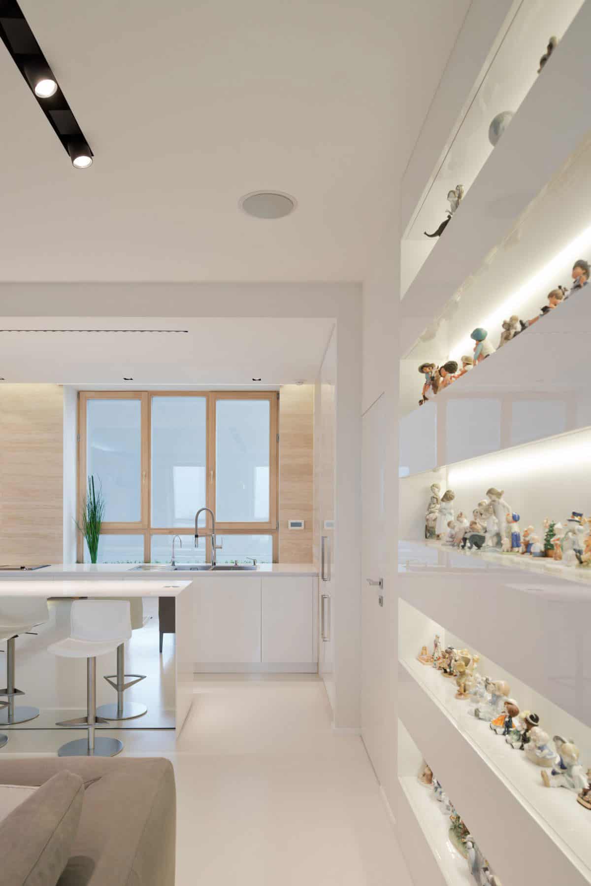 stunning minimalist apartment creatively rethinks form function 16 shelving