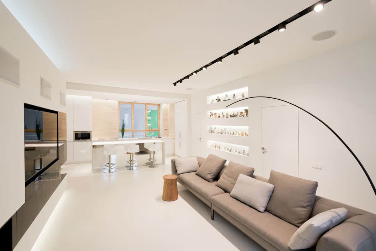 stunning minimalist apartment creatively rethinks form function 19 sofa