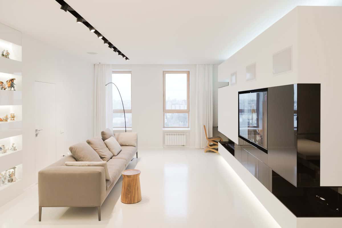 stunning minimalist apartment creatively rethinks form function 9 living